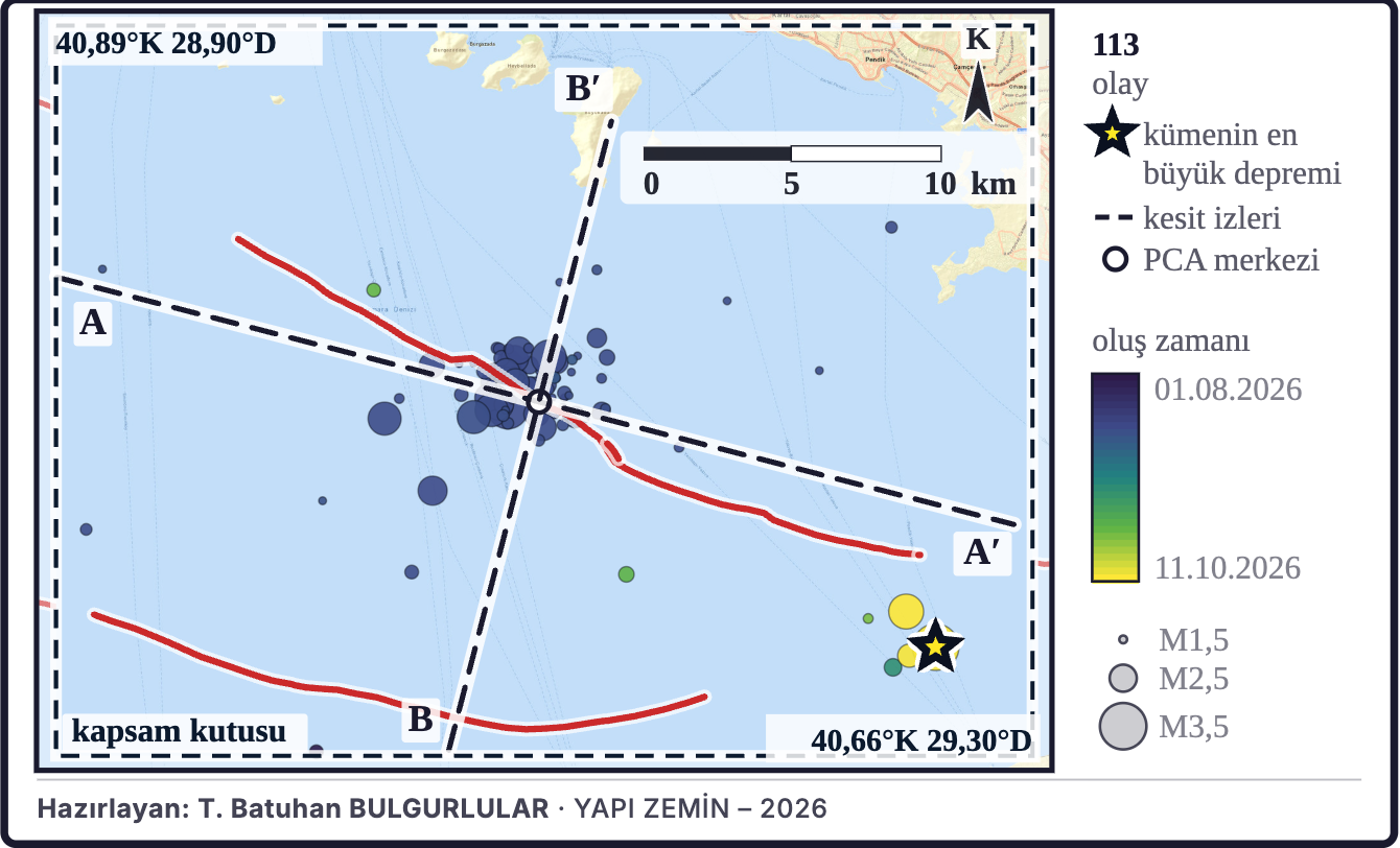 Depremlerin oluş zamanına göre haritası