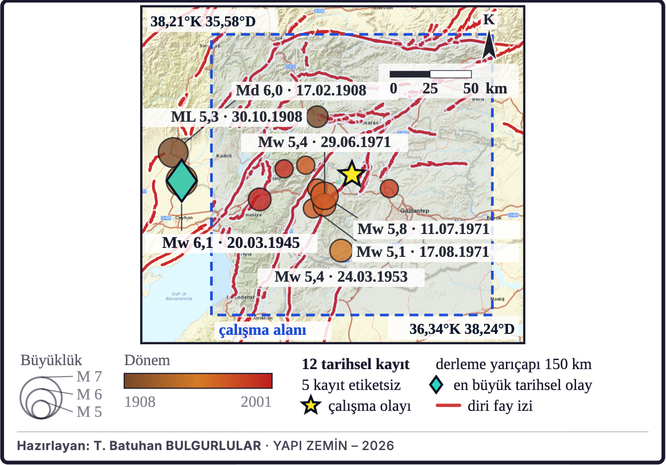 Şekil 21a. Bölgenin tarihsel depremleri