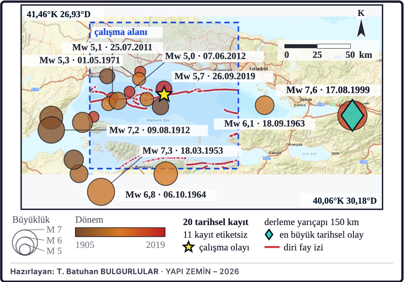 Şekil 13a. Bölgenin tarihsel depremleri