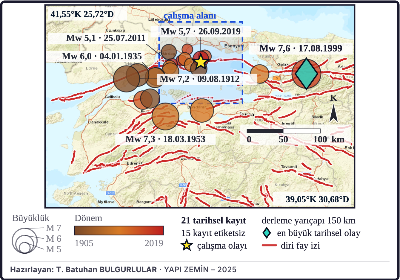 Şekil 12a. Bölgenin tarihsel depremleri