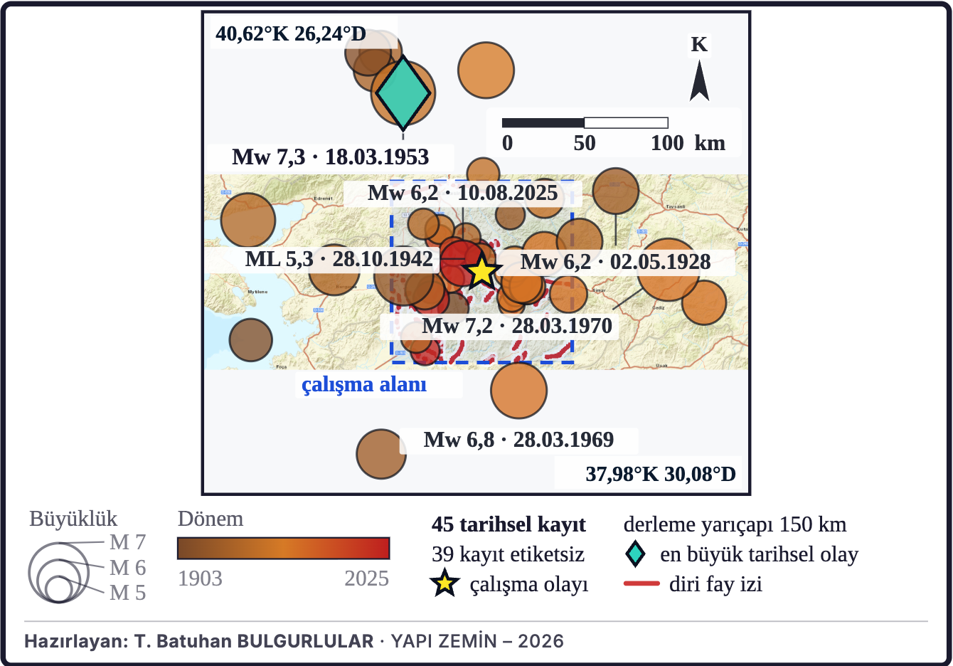 Şekil 12a. Bölgenin tarihsel depremleri