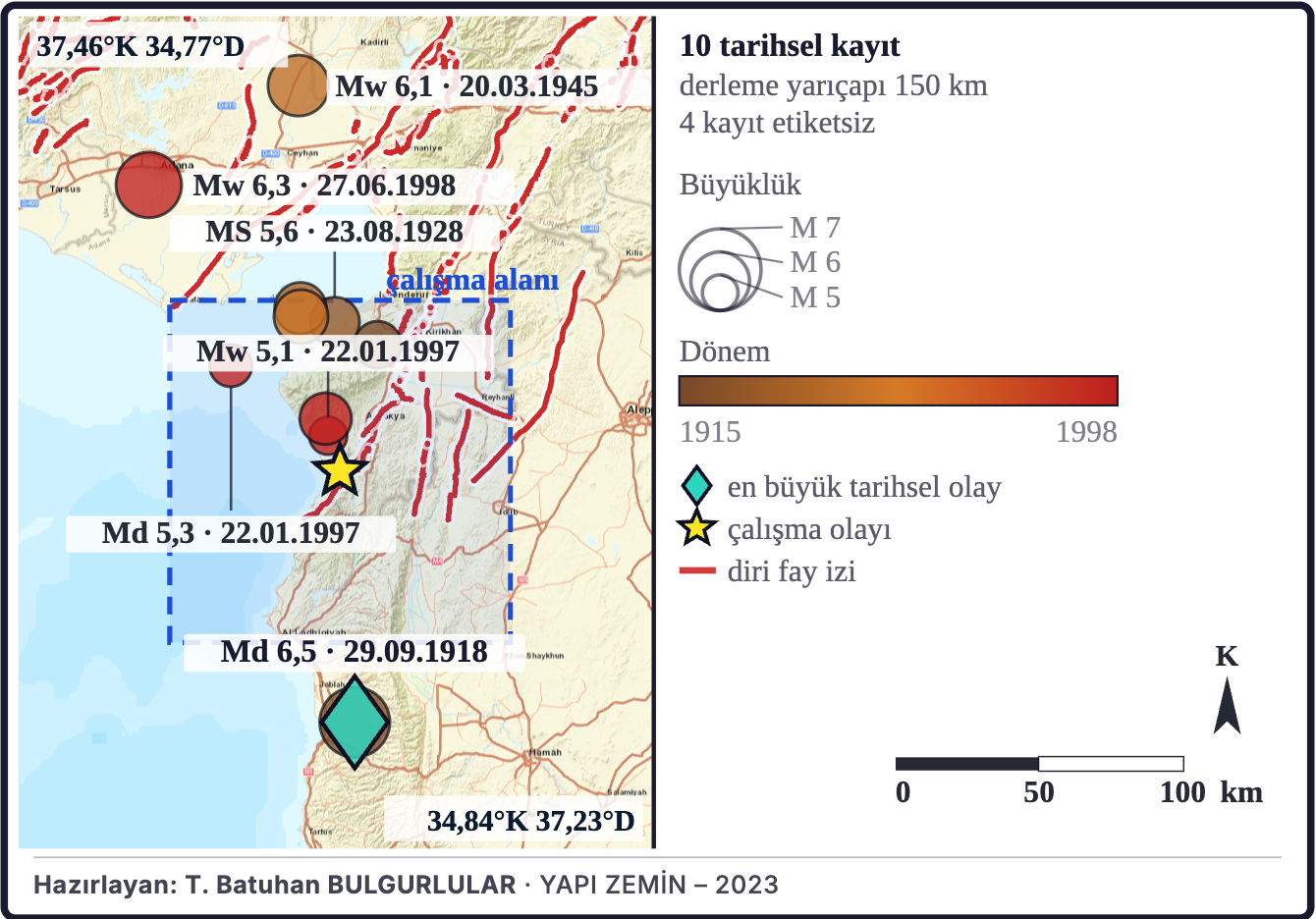 Şekil 11a. Bölgenin tarihsel depremleri