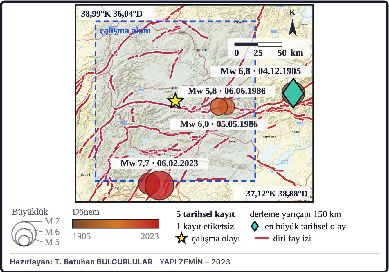 Şekil 11a. Bölgenin tarihsel depremleri