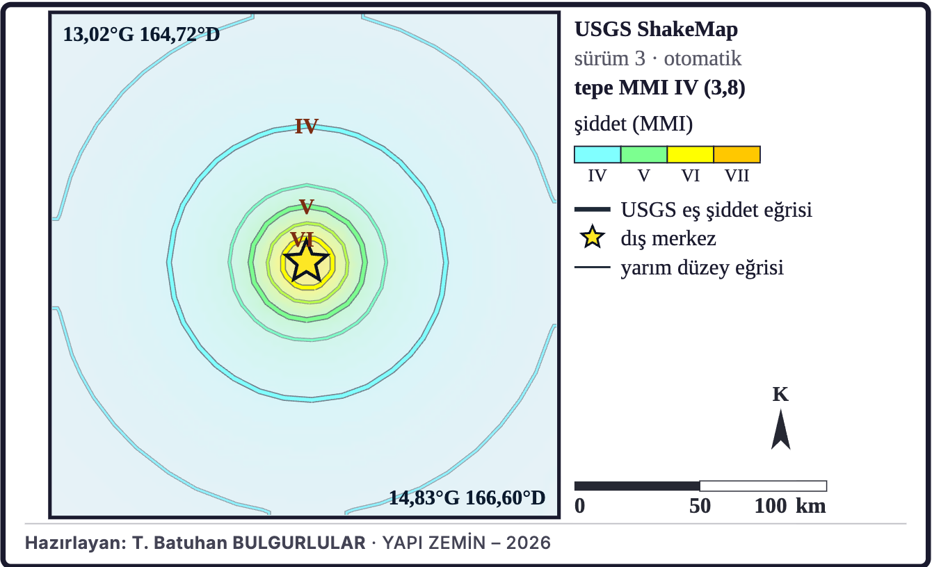 Şekil 6a. USGS ShakeMap şiddet kestirimi