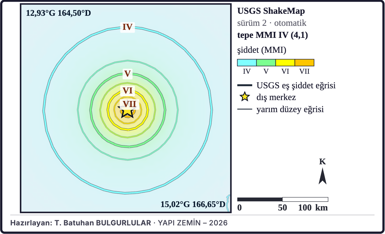 Şekil 7a. USGS ShakeMap şiddet kestirimi