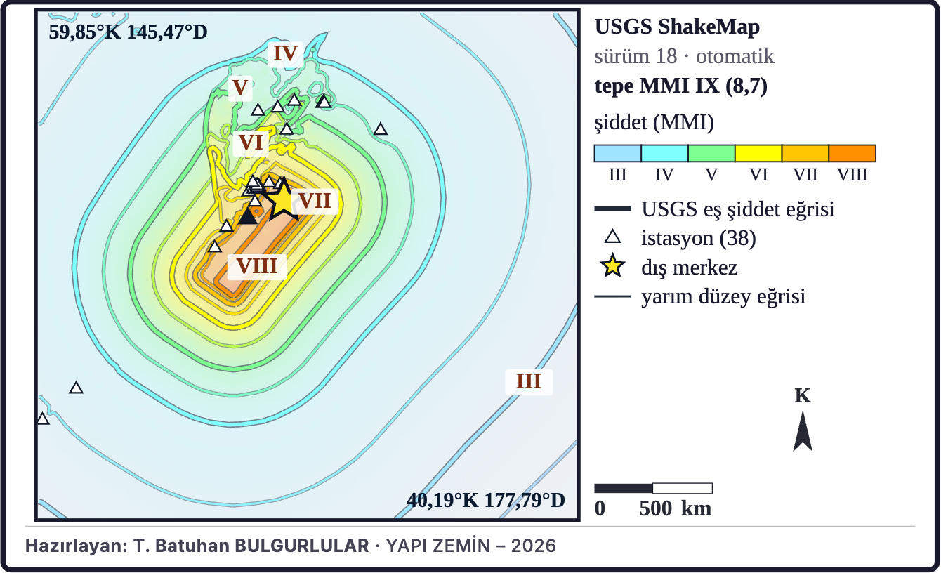 Şekil 29a. USGS ShakeMap şiddet kestirimi