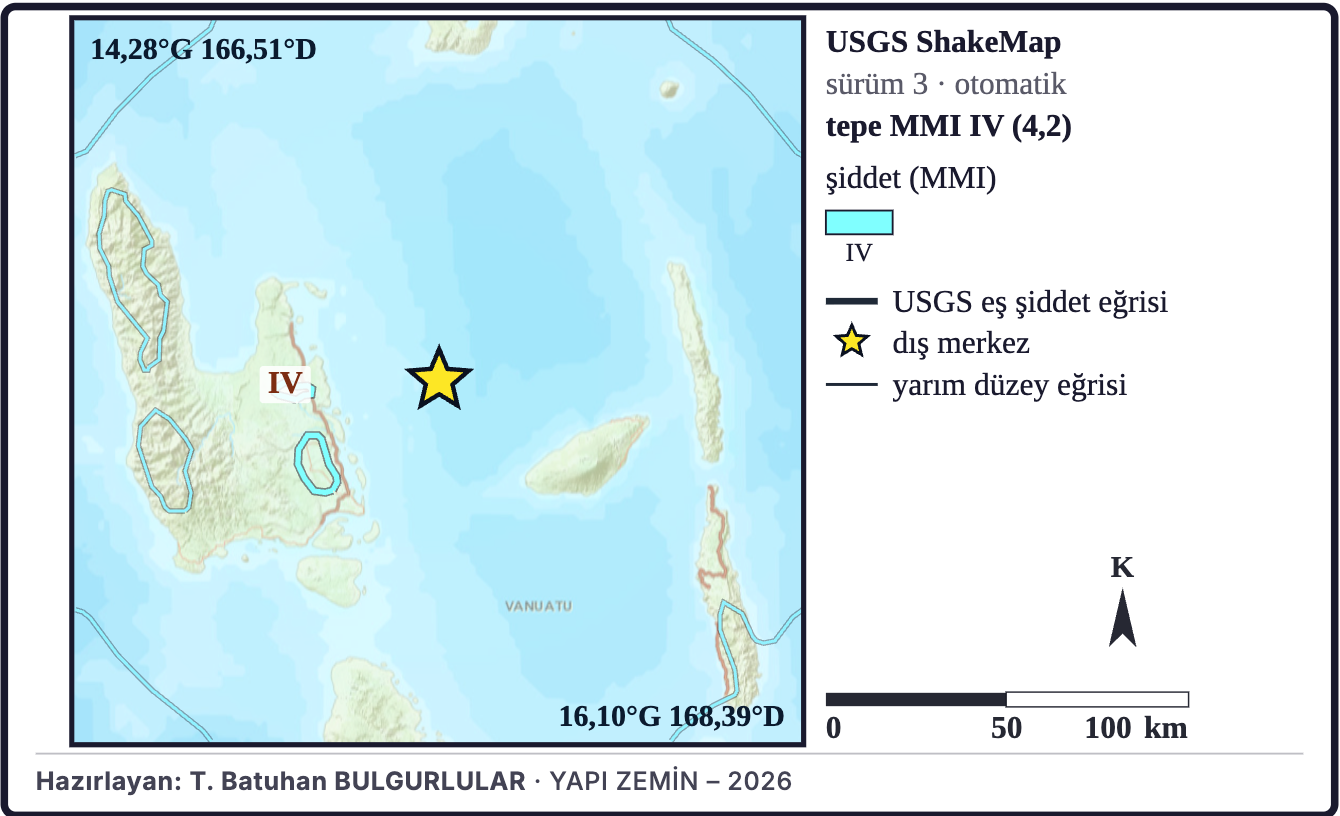 Şekil 8a. USGS ShakeMap şiddet kestirimi