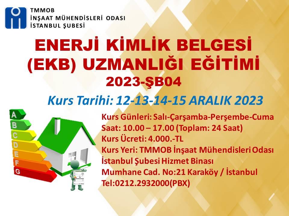 Enerji Kimlik Belgesi (EKB) Uzmanlığı Eğitimi 2023-ŞB04 afişi