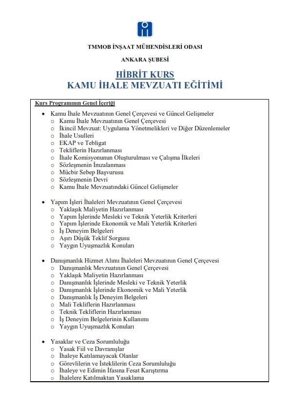 HİBRİT KURS: KAMU İHALE MEVZUATI EĞİTİMİ