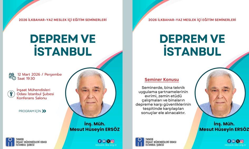 "DEPREM VE İSTANBUL" SEMİNERİ - İNŞ. MÜH. MESUT HÜSEYİN ERSÖZ - 12 MART 2026