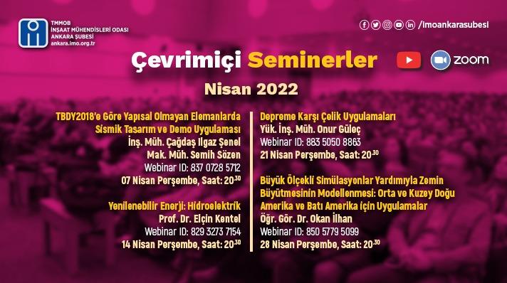 Nisan Ayı Çevrimiçi Perşembe Seminerleri afişi