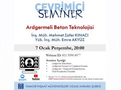 Çevrimiçi Seminer (Webinar): Ardgermeli Beton Teknolojisi afişi