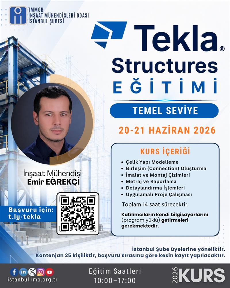TEKLA STRUCTURES EĞİTİMİ BAŞLIYOR! 20-21 HAZİRAN 2026