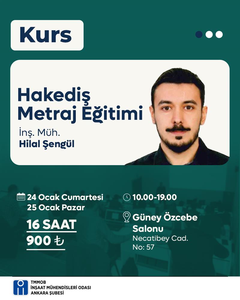 Kurs: Hakediş Metraj Eğitimi