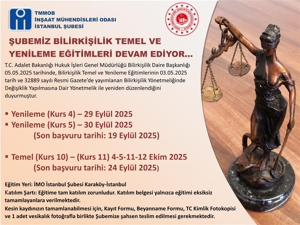 ŞUBEMİZ BİLİRKİŞİLİK TEMEL VE YENİLEME EĞİTİMLERİ DEVAM EDİYOR