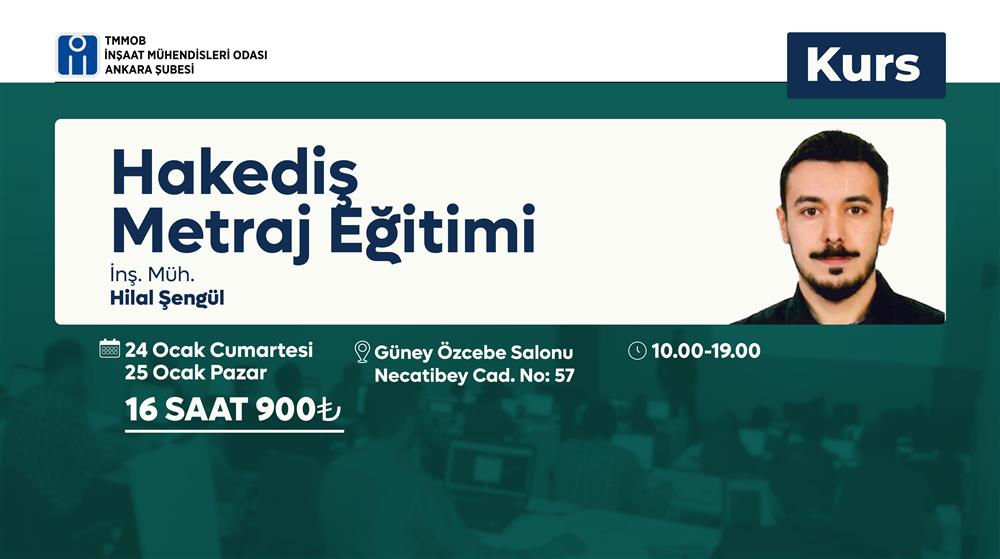 Kurs: Hakediş Metraj Eğitimi afişi