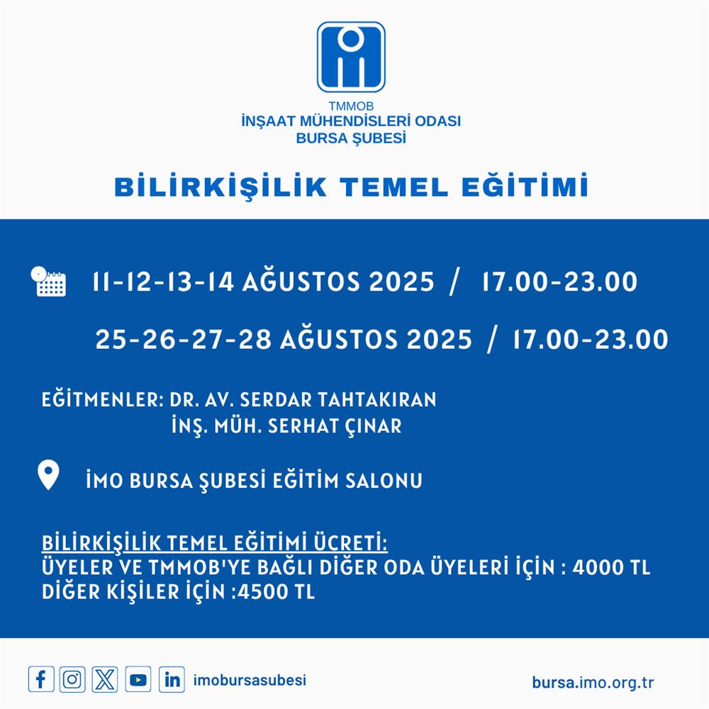 BİLİRKİŞİLİK TEMEL EĞİTİMİ AĞUSTOS PROGRAMI