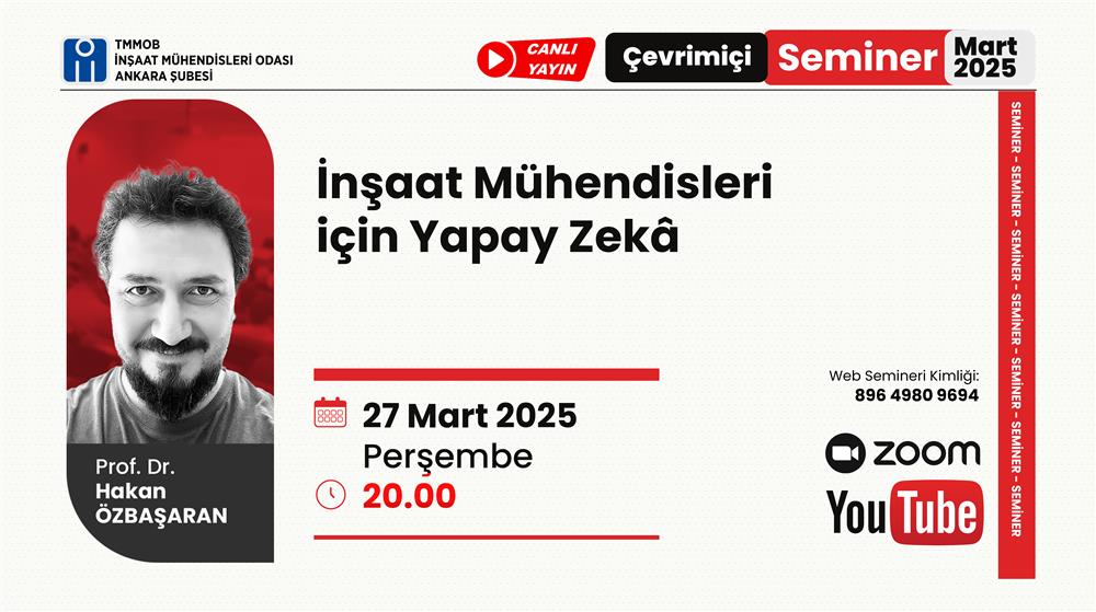 Seminer: İnşaat Mühendisleri için Yapay Zekâ afişi