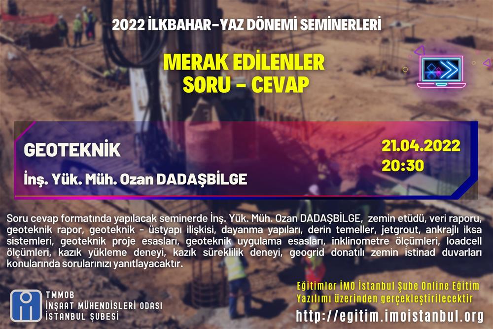 Merak Edilenler: Soru-Cevap Geoteknik – İnş. Yük. Müh. Ozan Dadaşbilge afişi