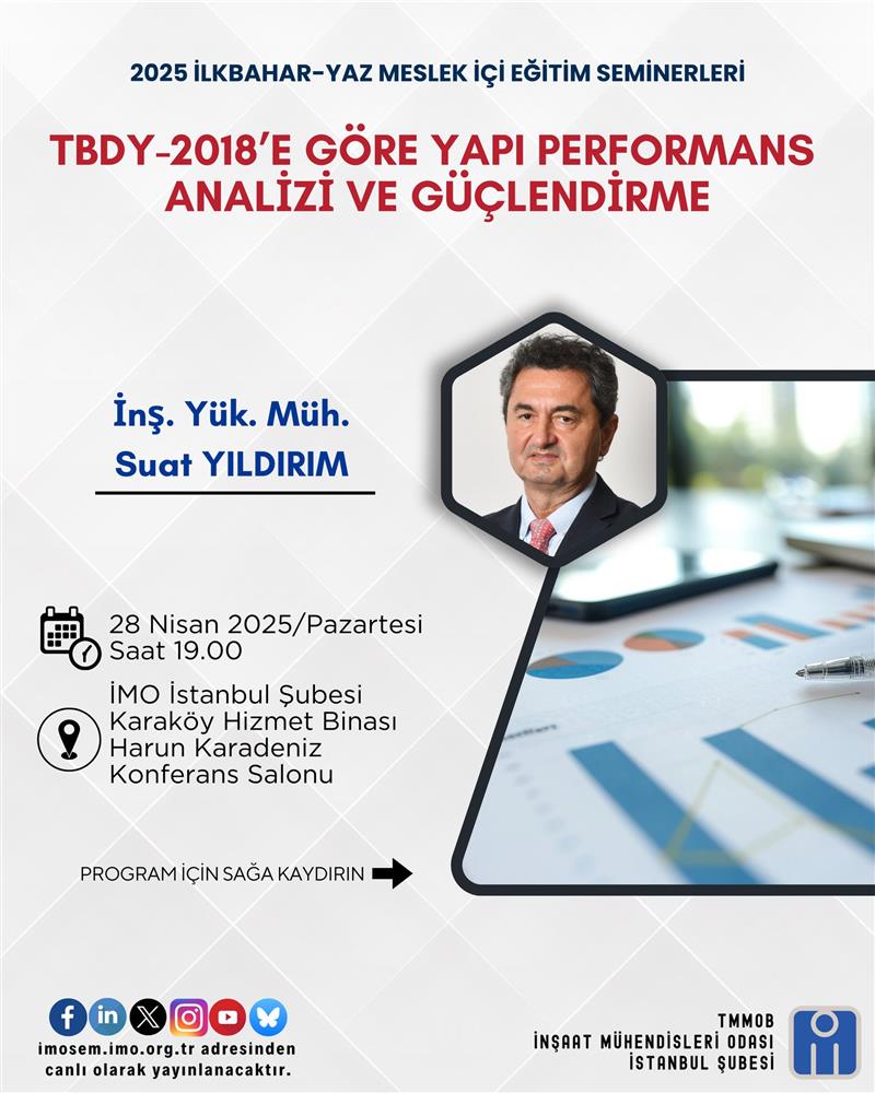 "TBDY-2018’E GÖRE YAPI PERFORMANS ANALİZİ VE GÜÇLENDİRME" BAŞLIKLI SEMİNERİ