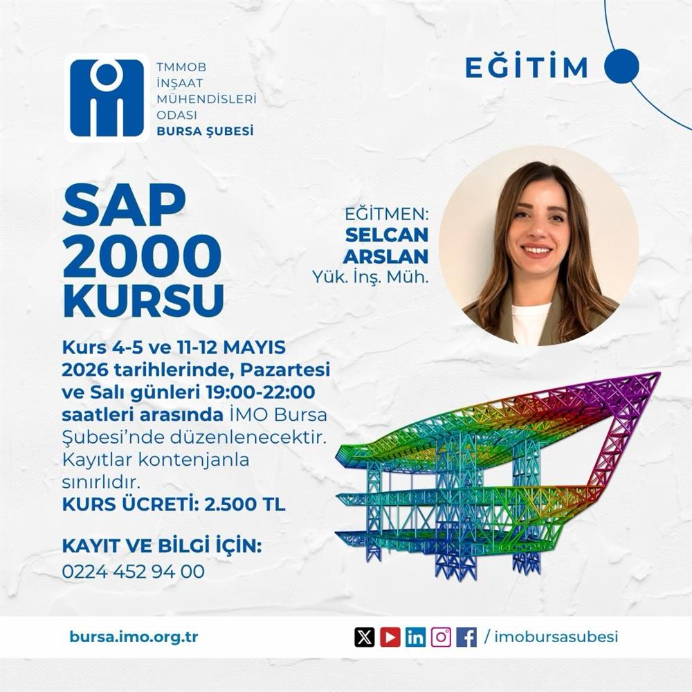 Sap 2000 ile Çelik Yapı Sistemleri Analizi Kursu (Başlangıç Seviyesi) afişi