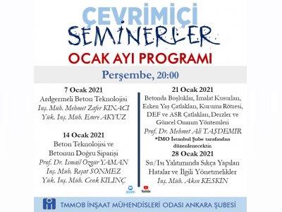 Ocak Ayı Çevrimiçi Perşembe Seminerleri afişi