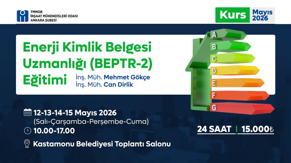 Enerji Kimlik Belgesi Uzmanlığı (BEPTR-2) Eğitimi-Kastamonu