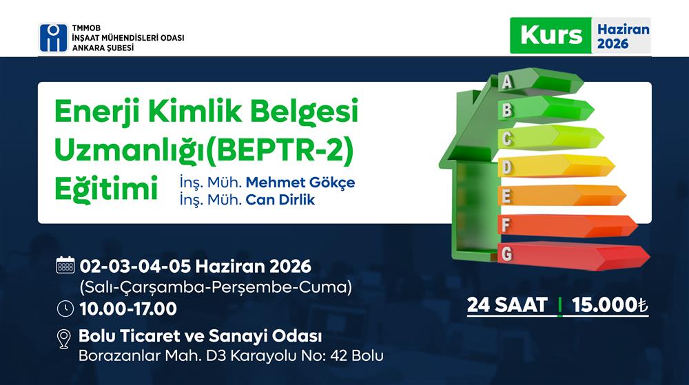 Enerji Kimlik Belgesi Uzmanlığı (BEPTR-2) Eğitimi-Bolu