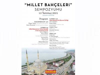 Duyuru: Millet Bahçeleri Sempozyumu (TMMOB Ankara İkk) afişi
