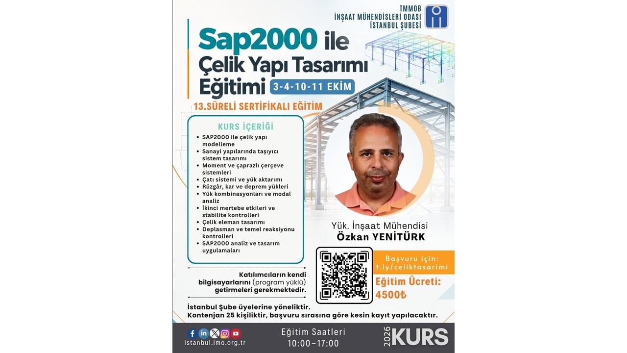 13.SÜRELİ SERTİFİKALI EĞİTİM | SAP2000 İLE ÇELİK YAPI TASARIMI EĞİTİMİ