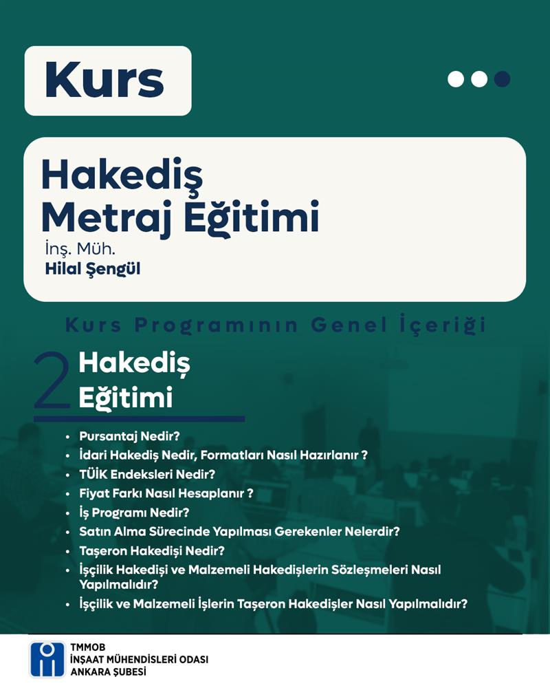 Kurs: Hakediş Metraj Eğitimi