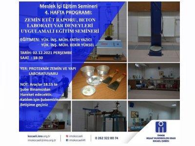 Zemin Etüt Raporu, Beton Laboratuvar Deneyleri Uygulamalı Eğitim Semineri afişi