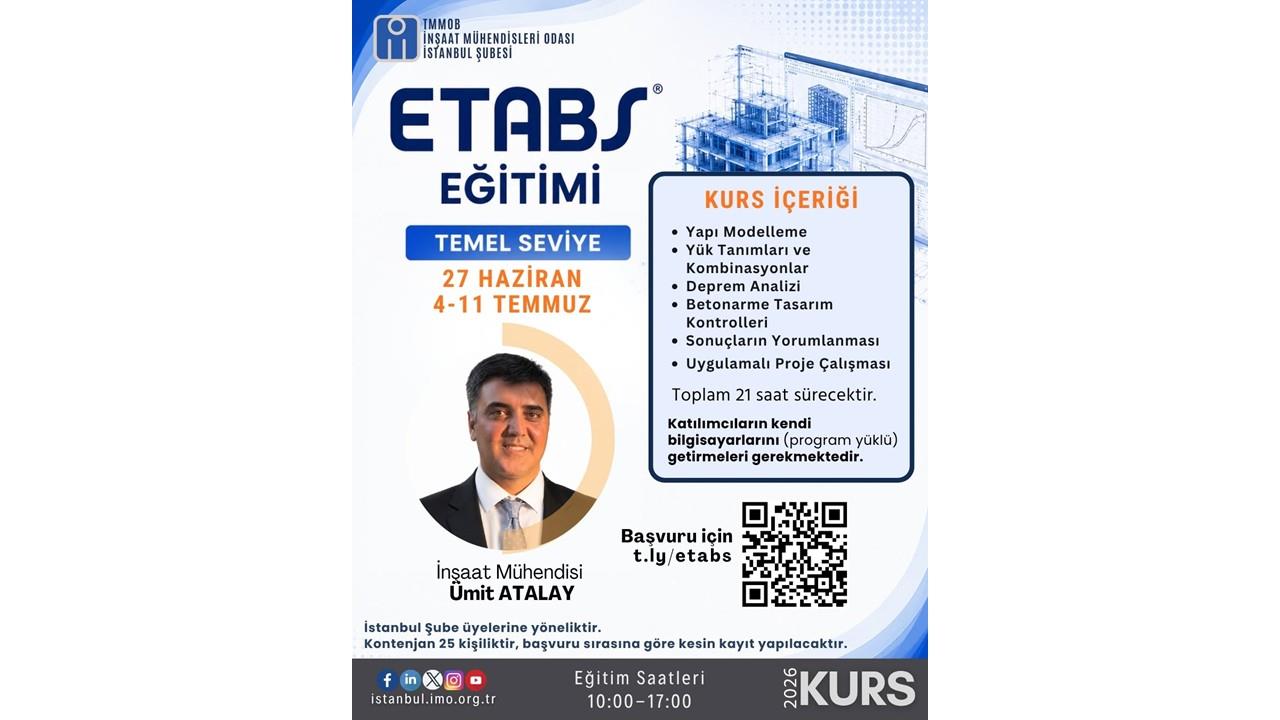 ETABS Temel Seviye Eğitimi Başlıyor afişi