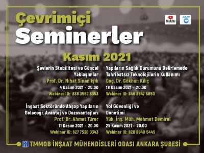 Kasım Ayı Çevrimiçi Perşembe Seminerleri afişi