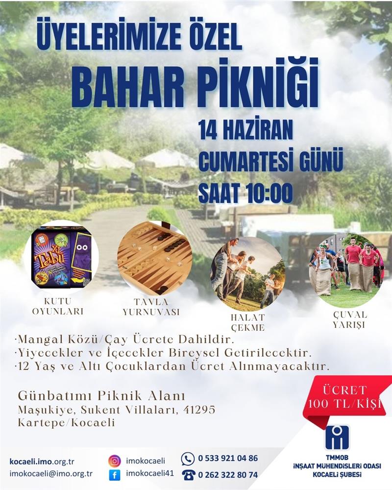 Üyelerimize Özel Bahar Pikniği Düzenleyeceğiz afişi