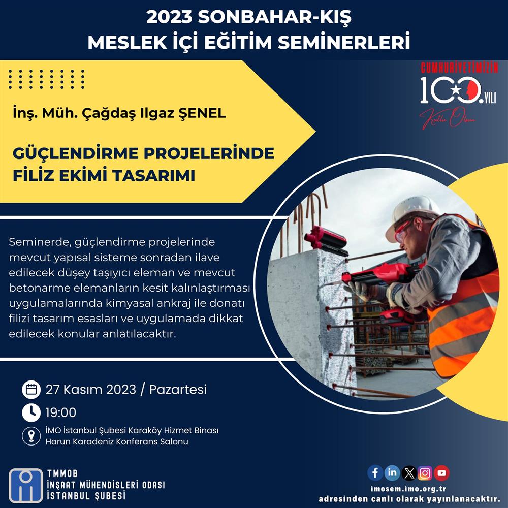 2023 Sonbahar-Kış Dönemi Meslek İçi Seminerleri 27 Kasım 2023 afişi