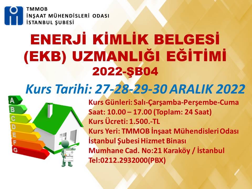 Enerji Kimlik Belgesi (EKB) Uzmanlığı Eğitimi 2022-ŞB04 afişi
