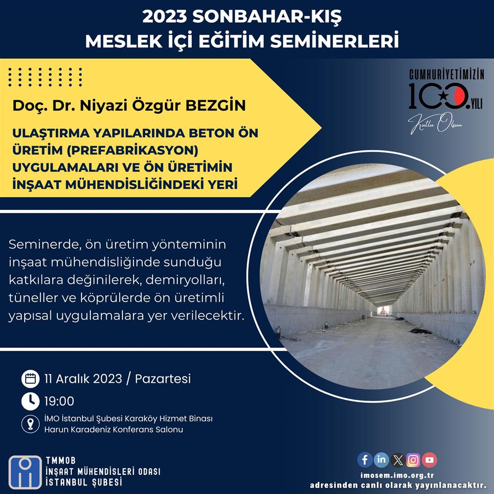 Ulaştırma Yapılarında Beton Ön üretim (Prefabrikasyon) Uygulamaları ve Ön üretimin İnşaat Mühendisliğindeki Yeri afişi