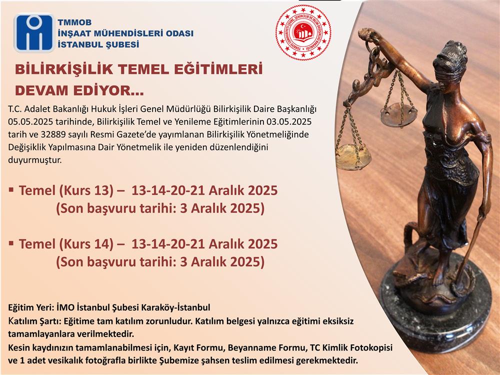 Bilirkişilik Temel Eğitimleri Devam Ediyor… afişi