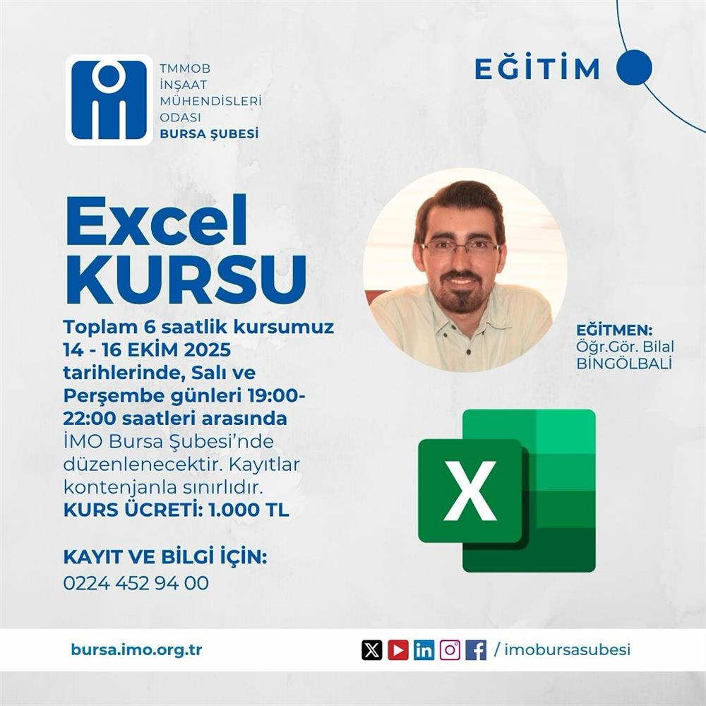 Excel Kursu afişi