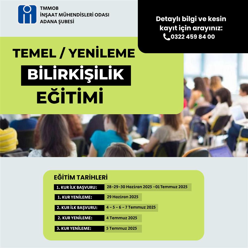 Adana Temel/Yenileme Bilirkişilik Eğitimleri afişi