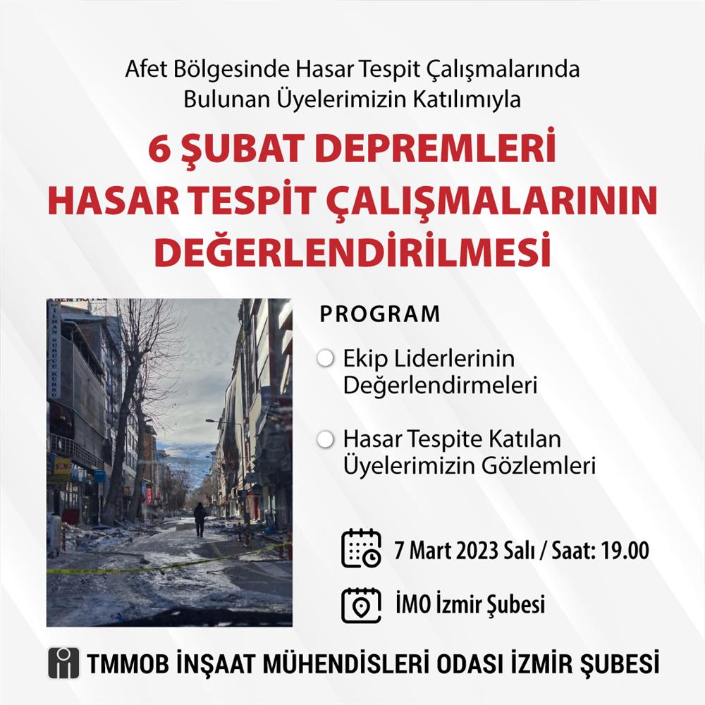 6 Şubat Depremleri Hasar Tespit Çalışmalarının Değerlendirilmesi afişi