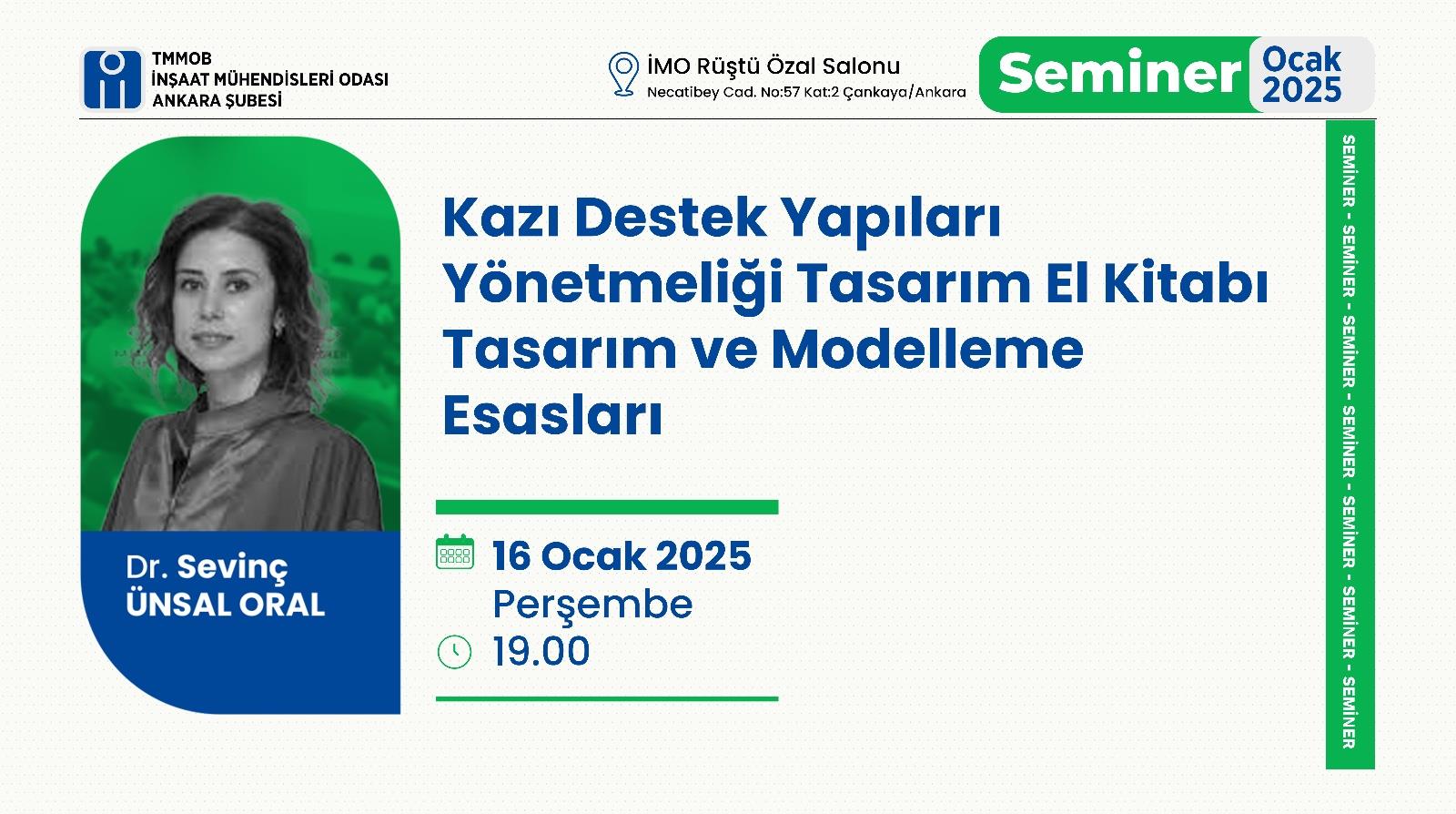 Seminer: Kazı Destek Yapıları Yönetmeliği Tasarım El Kitabı Tasarım ve Modelleme Esasları afişi