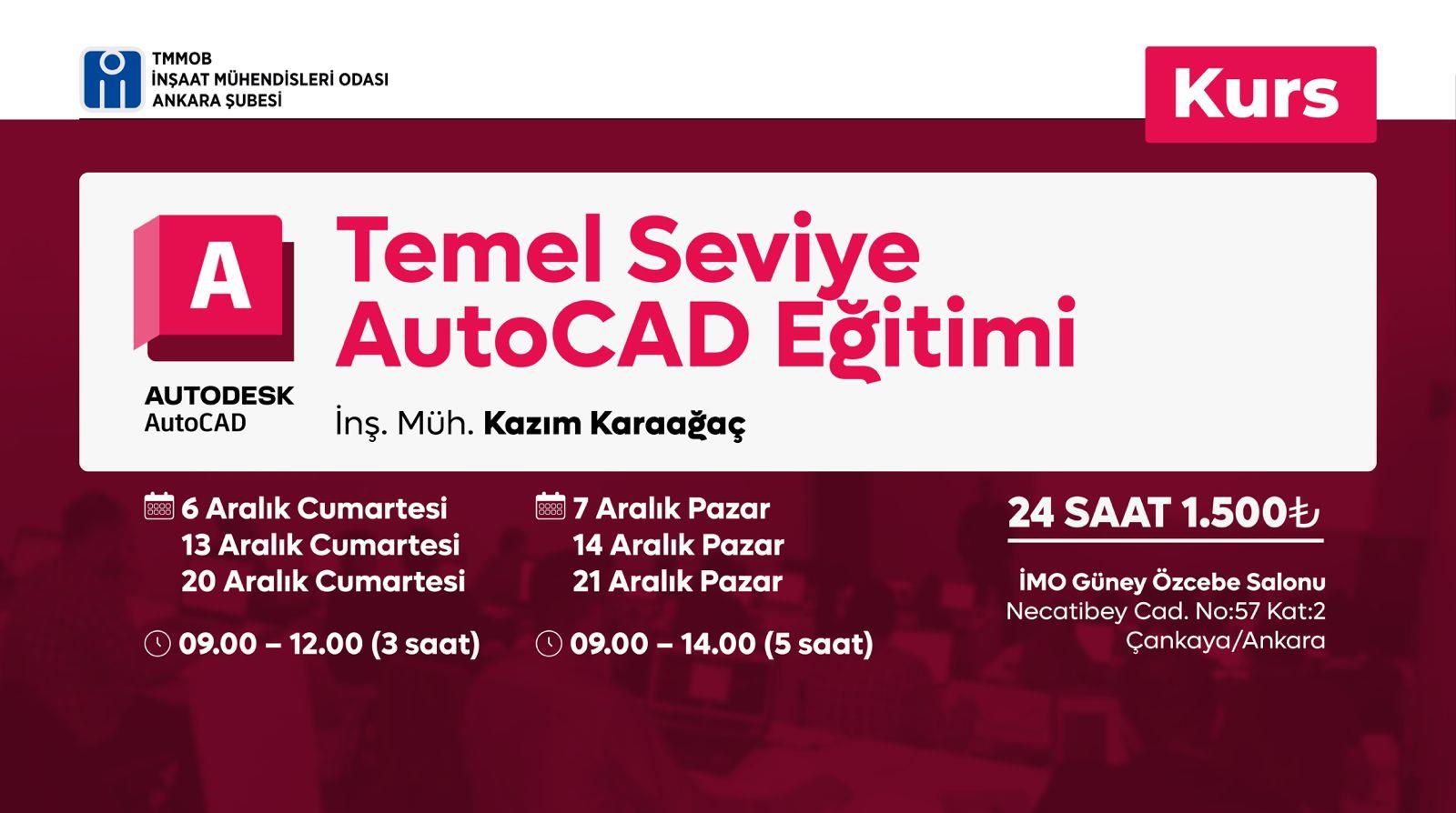 Temel Seviye AutoCAD Eğitimi afişi