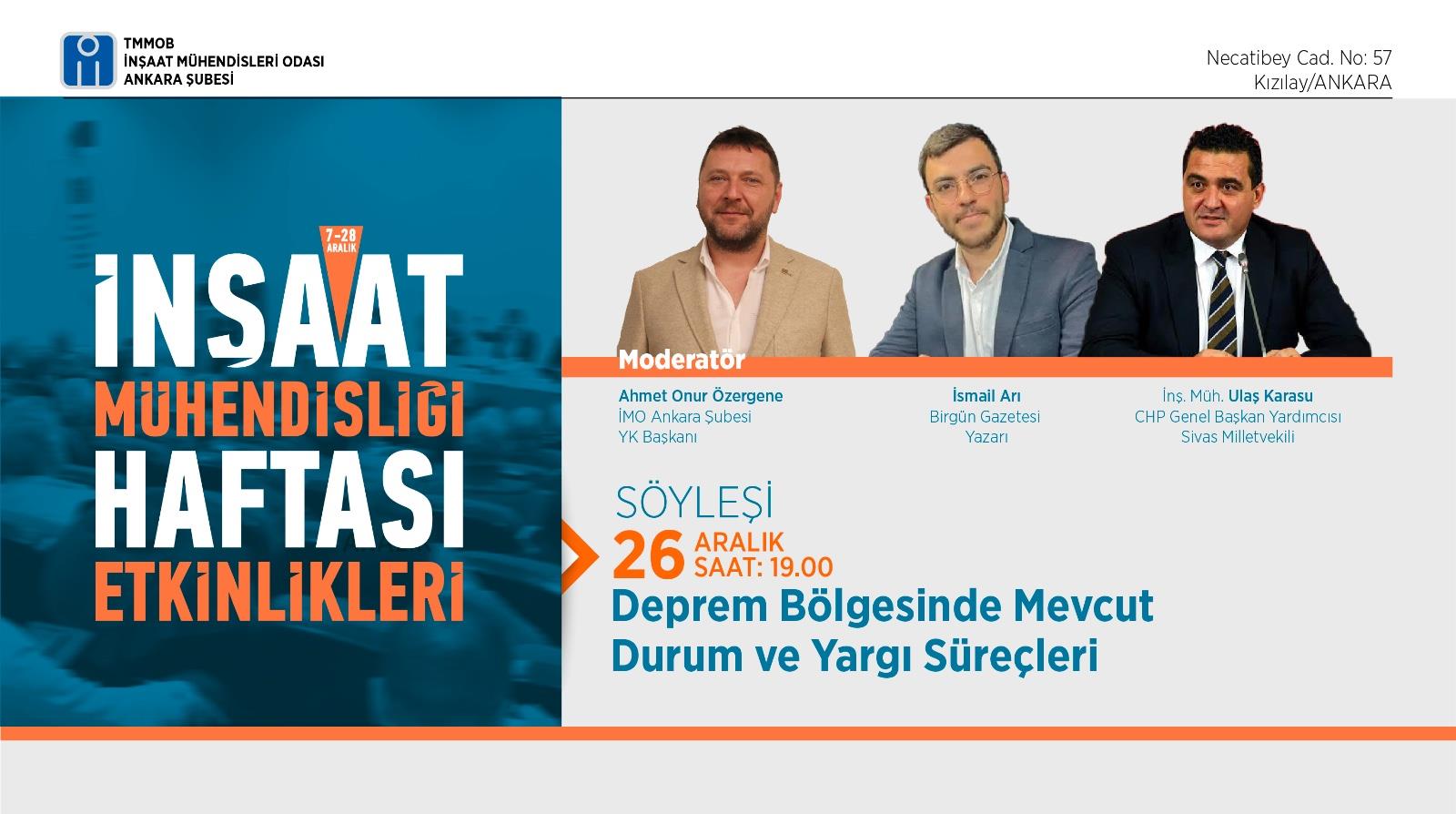 Söyleşi: Deprem Bölgesinde Mevcut Durum ve Yargı Süreçleri afişi