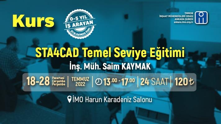 Kurs: İş Arayan Üyelerimize Özel STA4CAD Temel Seviye Eğitimi afişi
