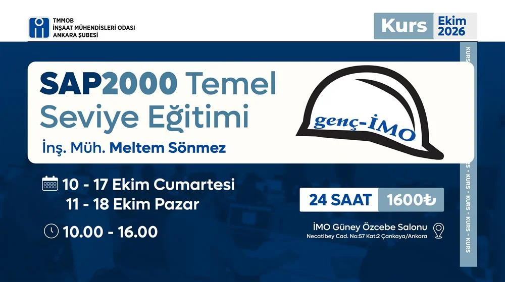Kurs: genç-İMO üyelerine özel SAP2000 Temel Seviye Eğitimi