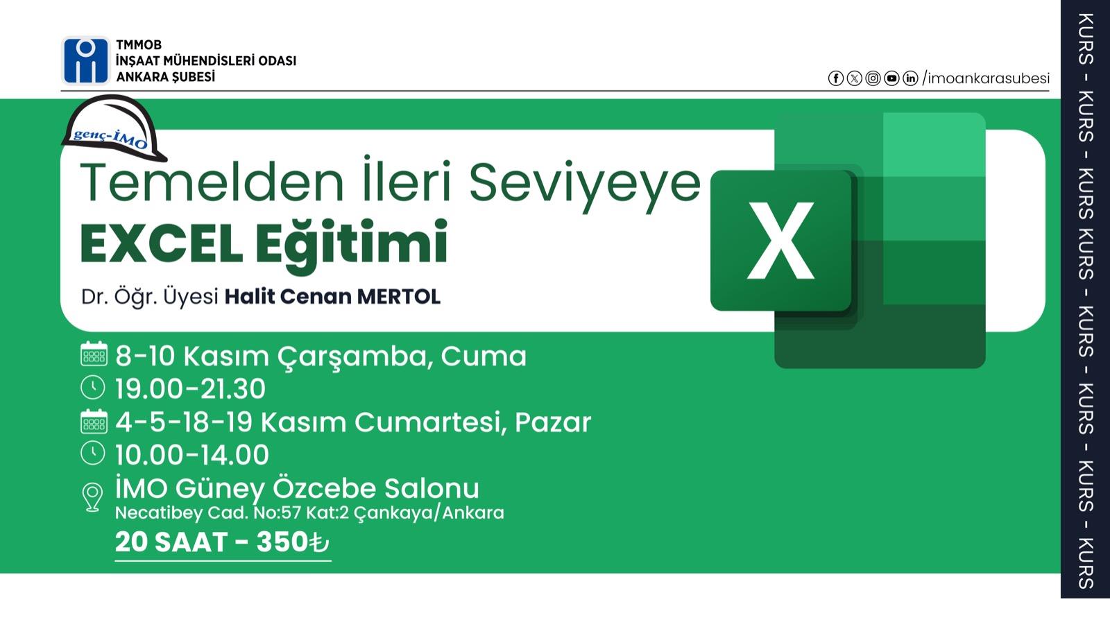 Kurs: Temelden İleri Seviyeye Excel Eğitimi afişi