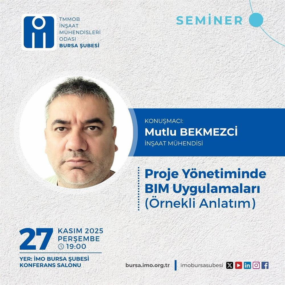 Proje Yönetiminde BIM Uygulamaları Semineri (Örnekli Anlatım) afişi