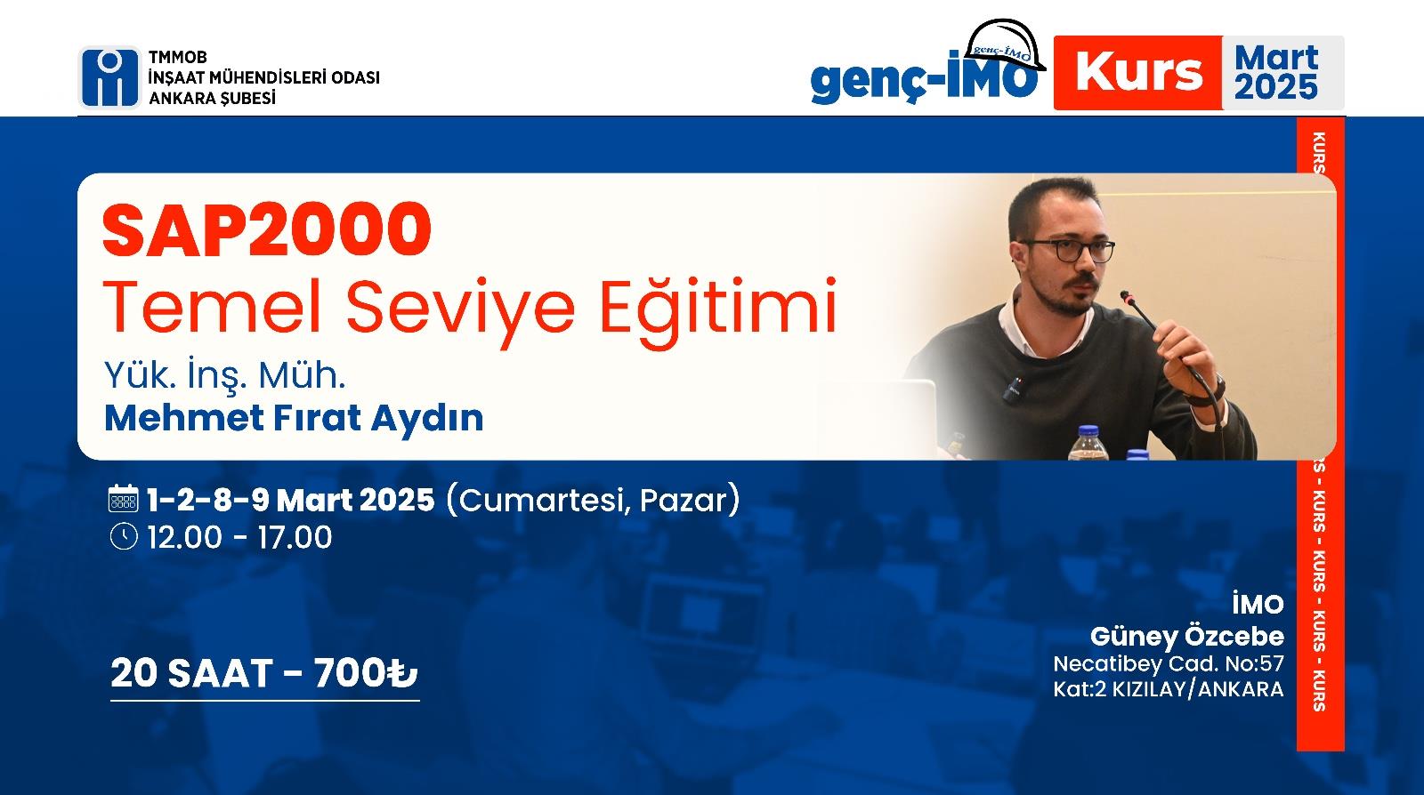 Kurs: genç-İMO üyelerine özel SAP2000 Temel Seviye Eğitimi afişi